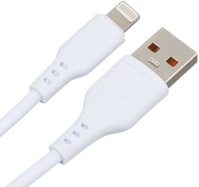 Кабель GoPower GP01L USB (m)-Lightning (m) 1.0м 2.4A ПВХ белый Шнуры компьютерные фото, изображение